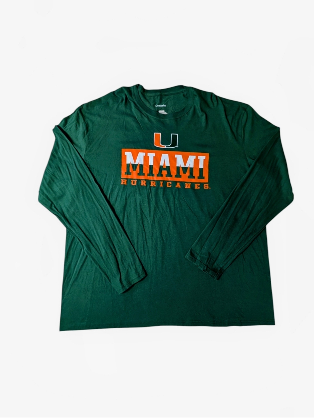 University of Miami Hurricanes Green Captivating Long Sleeve T-Shirt Men's 3XL